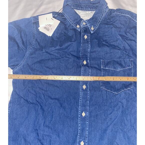 NWT SANDRO Paris Twill Blue Cotton Button‎ Down Collar Denim Shirt Size Small - Picture 4 of 10